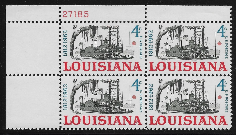 US Scott #1197, Plate Block #27185 1962 Louisiana 4c FVF MNH Upper Left - Image 1 of 1