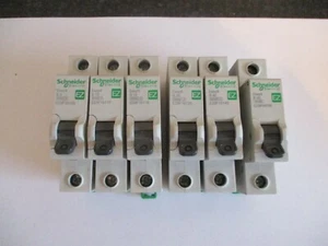 SCHNEIDER EASY9  B6 /B10/B16/B20/B32/B40/ AMP SINGLE POLE MCB'S (USED) - Picture 1 of 2