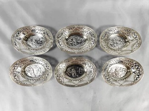 LOOK! - SET OF 6 STERLING SILVER NUT DISHES W/ DUTCH WINDMILL DESIGN - HOLLAND - Picture 1 of 9