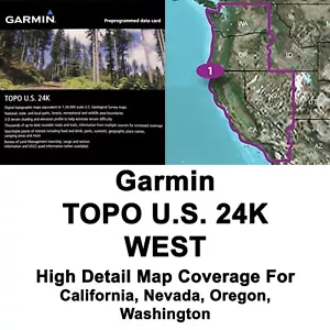 Garmin TOPO U.S. 24K WEST Maps GPS Data Card California Nevada Oregon Washington - Picture 1 of 5