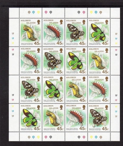 SOLOMON ISLANDS MNH 1987 SG610-613 BUTTERFLIES SHEET OF 16 Cover