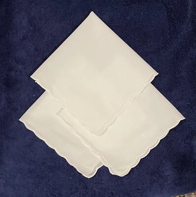Vintage Cotton HandkerchiefsScalloped Edges Set of 3 - Image 1 of 2