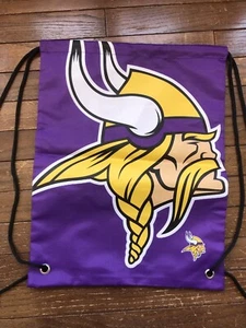 Minnesota Vikings Backpack Drawstring Sack Bag Tote Backpack BIG LOGO - Picture 1 of 6