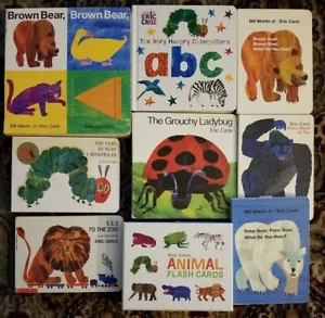 8 Eric Carle Board Books Alphabet & Animal Learning Flash Cards Set - Picture 1 of 12