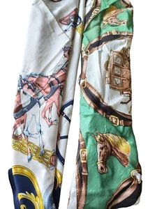 Set of Two Vintage Horse Embossed Neck Scarves - Picture 1 of 18