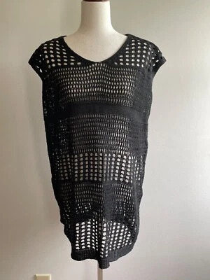 Bathing Suit Cover Up Womens M Black Crochet Knit - Image 1 of 4