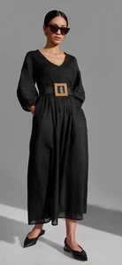 CATNOIR Kleid Maxikleid Baumwolle Gesmokt Schwarz NEU 42 - Bild 1 von 8