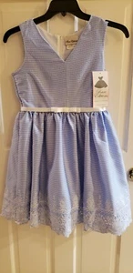 RARA EDIZIONE ABITO BAMBINA BLU BIANCO SCOLLO A V SS OCCHIELLO RICAMATO TAGLIA 16 - Foto 1 di 11