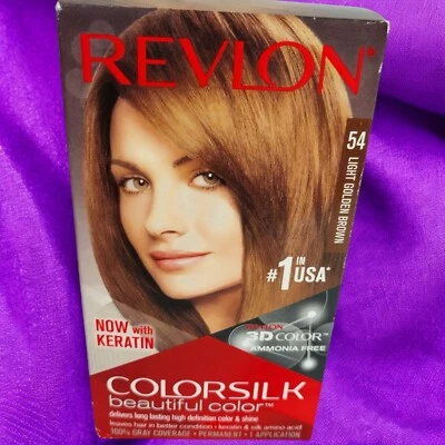 Color de cabello permanente calidad salón Revlon COLORSILK ~ 54 MARRÓN DORADO CLARO ~ Foto 1 de 4