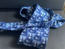 Leonardo Da Vinci Mona Lisa Print Blue Reflets D'Art Art Silk Classic Neck Tie