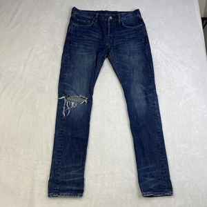 Allsaints Kanaba Pistol Fit Jeans Size W30 Dark Wash Denim Button Fly Distressed - Picture 1 of 10