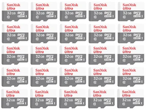 25 Pack SanDisk 32GB microSD Ultra 100MB/s Class 10 Micro SD SDHC For Smartphone - Picture 1 of 2