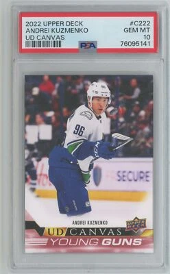 2022-23 Upper Deck UD Young Guns Canvas Andrei Kuzmenko RC PSA 10 Vancouver - Image 1 of 2