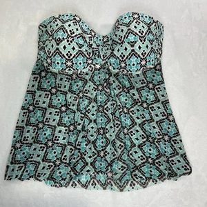 Merona Swimwear Swim Suit Top Tankini Strapless Teal Size XL - Picture 1 of 3