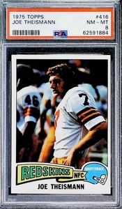 1975 Topps Football #416 Joe Theismann Washington Redskins PSA 8 NM-MT - Picture 1 of 2