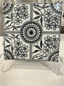 Antique Minton Hollins Co Patent Tile Works Stoke on Trent Blue/Black Transfer - Picture 1 of 6