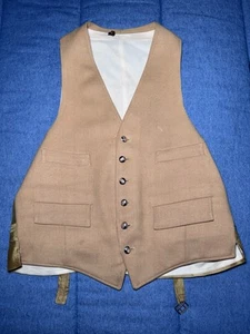 Vintage 1940s 50s Capper & Capper Beige Wool Dress Button Up Vest Chicago - Picture 1 of 11