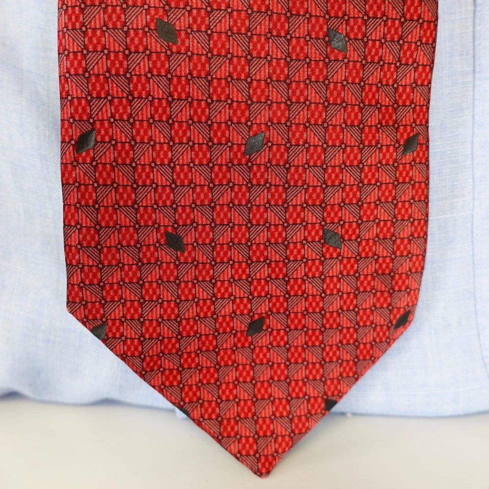 Corbata Texturizada Para Hombres Rojo Geométrico Micro Cuadros Vestido Traje Prendas para el Cuello HOMBRE DE HOY ITALIA Foto 1 de 4