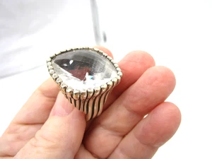 Estate Vintage Sparkly Massive Signed LAGOS Sterling Silver Quartz 30 Gram Ring - Picture 1 of 5