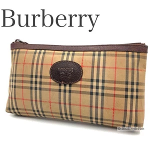 Burberry Vintage Nova Check Clutch Bag Canvas 9.1x5.1x1.4 inches Used - Picture 1 of 7