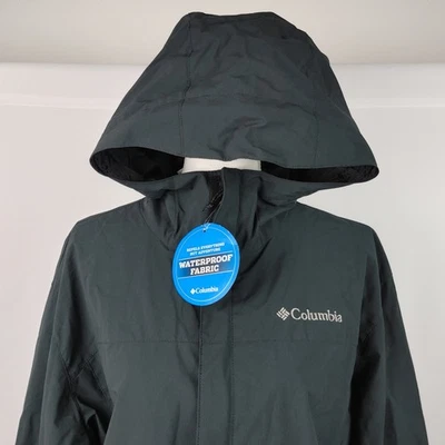 Chaqueta Columbia Para Hombre Talla L Redwood Peak Impermeable Con Capucha Cremallera Negra Nueva Foto 1 de 4