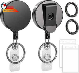 WW (2er Pack) Schwerlast Metall einziehbare Abzeichen Halter Rolle mit [Karabiner] [B - Bild 1 von 6