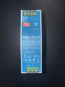 MEAN WELL NDR-120-24 Alimentatore industriale a guida DIN singola uscita, 24 Volt - Foto 1 di 3
