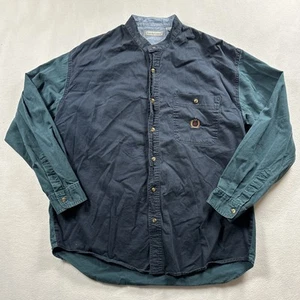 VTG Bugle Boy Shirt Mens XL Multicolor Blue Green Striped Button Up Y2K 90s - Picture 1 of 10