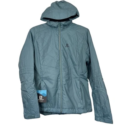 NUEVO Salomon Nova Sudadera con Capucha Chaqueta Acolchada para Mujer M Cremallera Completa Ropa Activa Azul Humo Foto 1 de 4
