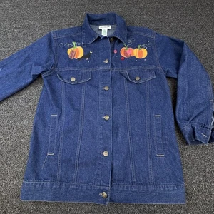 Quacker Factory Denim Jacket Womens Small Pumpkin Patch of Dreams Embroidered - Picture 1 of 15