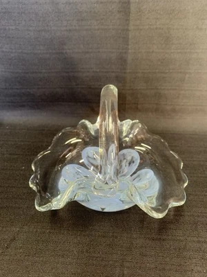 Zimmerman Blue & Clear Glass Basket Art Basket Signed Bart  - Image 1 of 4