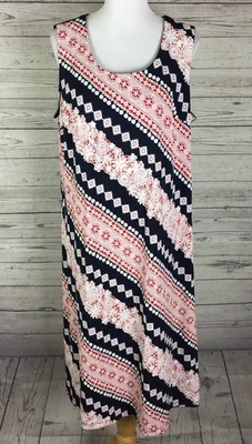 Vestido recto Sandra Darren para mujer rojo blanco azul sin mangas elástico talla XL Foto 1 de 4