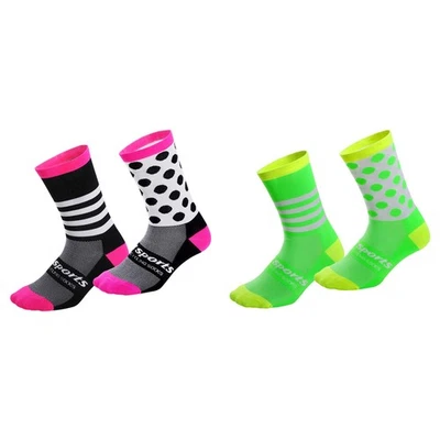 2Pairs Cycling Socks Riding Bicycle Bike Sports Ankle Socks XC MTB Green Black - Image 1 of 4