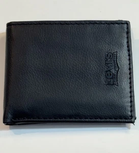 Cartera Levi's Para Hombre con Bloqueo RFID Cuero Recubierto Doble Pliegue Original Remache-Negro - Imagen 1 de 5