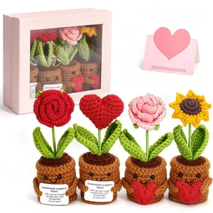 4pcs Crochet Flowers Sunflower Gifts for Women Positive Handmade Crochet Plan... - Picture 1 of 7