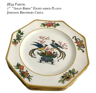 Johnson Brothers Pareek "Asian Birds" 8-sided plates, 7" - Image 1 of 2