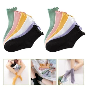 6 Pairs Ruffled Cotton Socks Girls Novelty Kids Toe Women's Teens - Picture 1 of 10