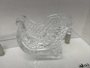 Vtg Santa Sleigh Sled Crystal Glass Dish Holiday Centerpiece Md In USA 6.5" - Picture 1 of 10