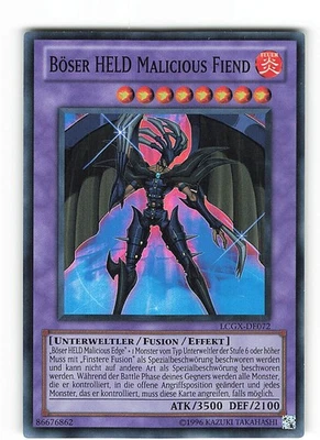 Yugioh BÖSER HELD MALICIOUS FIEND , lcgx-de072 Super Rare deutsch Near Mint  - Bild 1 von 2