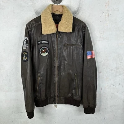Chaqueta Guess Lucas Parche Cuero Genuino Nueva de Colección Bomber Top Gun Talla Mediana Foto 1 de 4