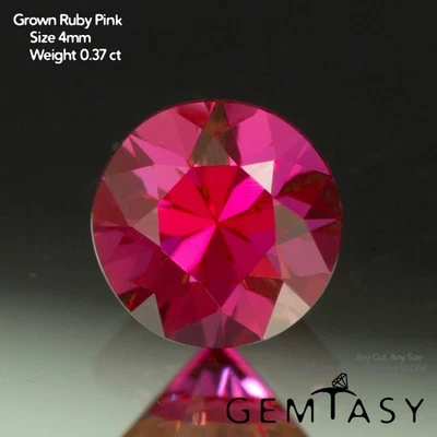 Cut stone - Ruby Pink Czochralski (Pulled) lab grown, facet Round 4mm 0.28-0.37c - Image 1 of 4