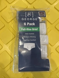George Men's Full Rise Briefs White 6 Pack Size Small 28-30 NEW 100% Cotton - Picture 1 of 3