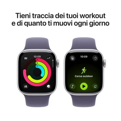 Apple Watch Series 11 GPS 42mm Cassa Alluminio Argento con Sport Band Viola Nebb - Immagine 1 di 4