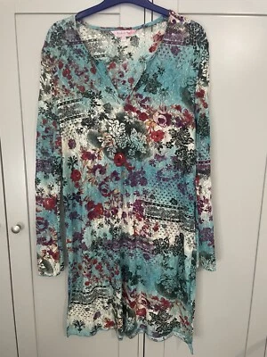 Michele Hope Collection Floral Long Sleeve Summer Beach Dress Uk 14/16 - Image 1 of 4