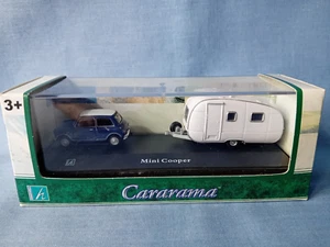 Cararama 1:72 Mini Cooper and Caravan - New in Case - Lovely Model Set. - Foto 1 di 4