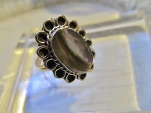 VtG Sterling Silver 925 Bezeled Abalone Split Band Ring Sz 6.5 Hecho In Mexico - Imagen 1 de 6