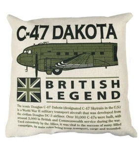 C 47 DAKOTA SKYTRAIN RAF WW2 TRANSPORT AIRCRAFT CUSHION Inner Included - Picture 1 of 1