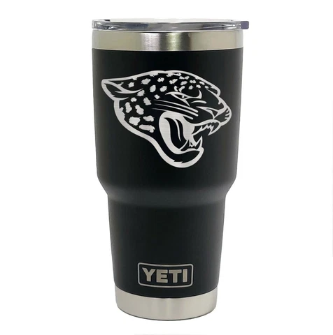 Jacksonville Jaguars YETI Laser Engraved Colster, 20 or 30 oz. Black Tumbler Cover