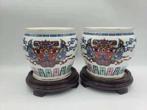 Par de jarrones de porcelana Franklin Mint Jardiniere Coraje del tigre terrestre - Imagen 1 de 7