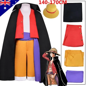 Anime One Piece Monkey D Luffy Cosplay Costume with Hat Halloween Party Outfits - Picture 1 of 13